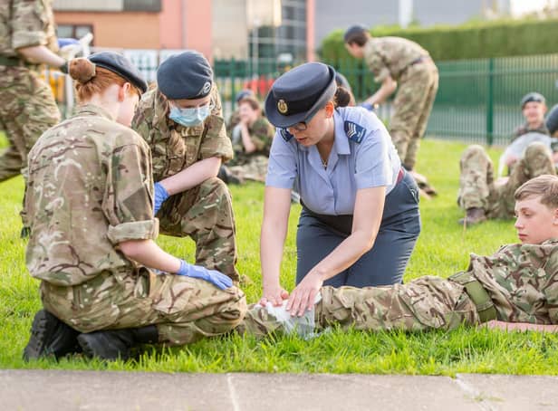 The Cadets practice first aid.