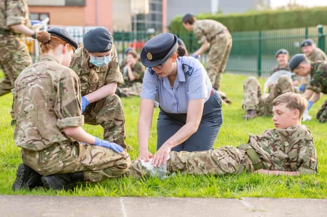 The Cadets practice first aid.
