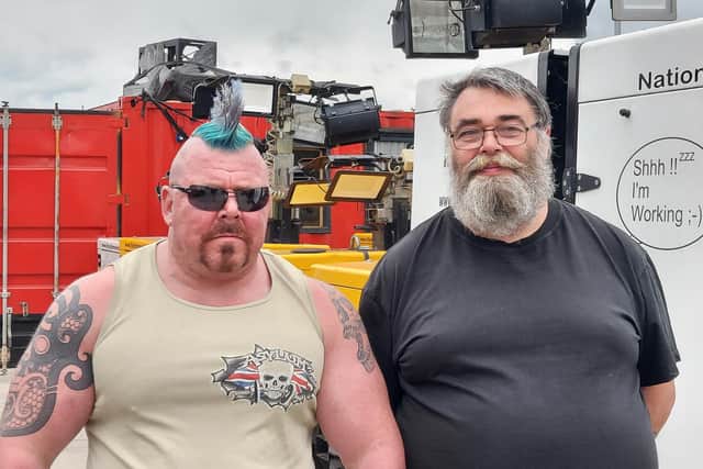 Lincoln Strongman Dave Johnson with the Bearded Fishermen co-founder Mick Leyland