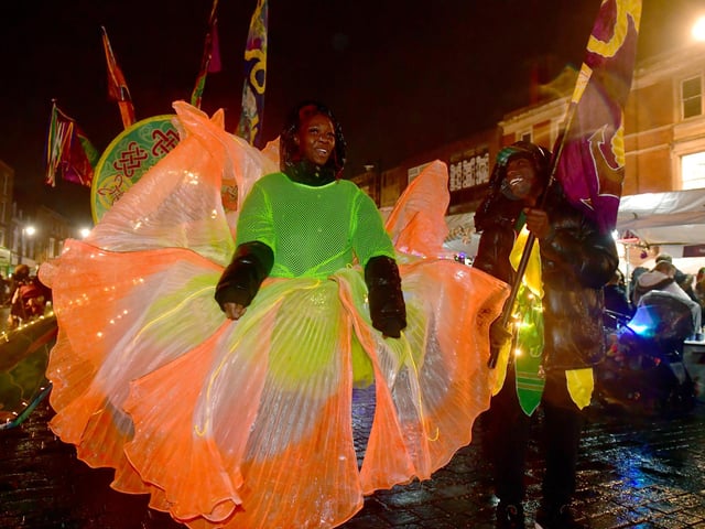 Colourful costumes in the parade.