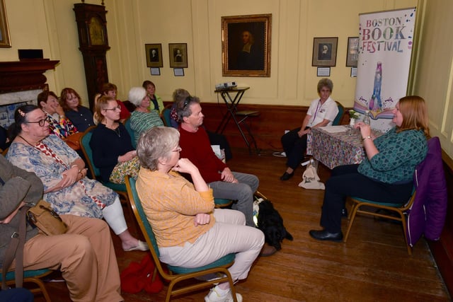 Author, Nell Pattison, gives a talk at Boston Book Festival.