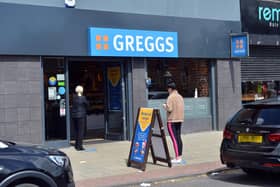 Queues gather for the reopening of Greggs