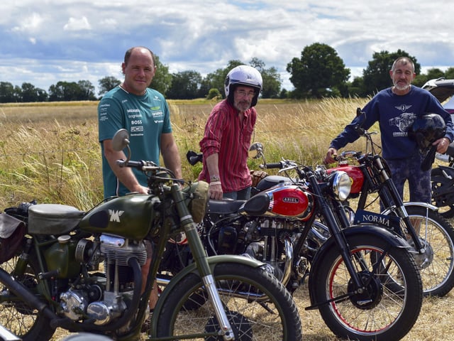 Family - Lee, Dominic and Nick Marshall with their vintage bikes at Swaton. Photo: Holly Parkinson