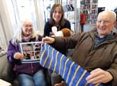 Christine and Paul Scrivin with library manager Kay Turnbull (centre)