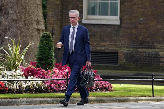 Secretary of State for Levelling Up, Housing and Communities Michael Gove arrives in Downing Street, London. Picture date: Wednesday July 19, 2023.