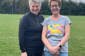 Tracey Wilkinson (left) and Julie Alcock are running the Rob Burrow Leeds Marathon.