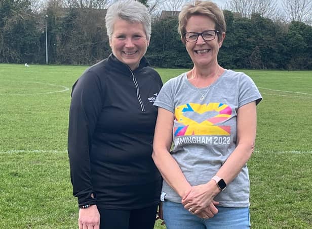 Tracey Wilkinson (left) and Julie Alcock are running the Rob Burrow Leeds Marathon.