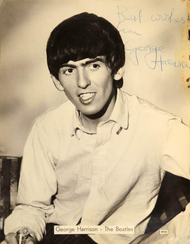 The autographed photo that George Harrison gave to one of the schoolgirls.