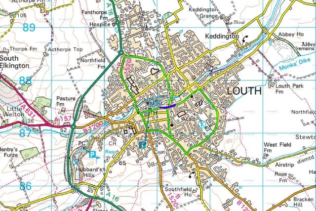 Louth roadworks'  Phase 1  Road Closure and Diversion Route Plan for  Eastgate.