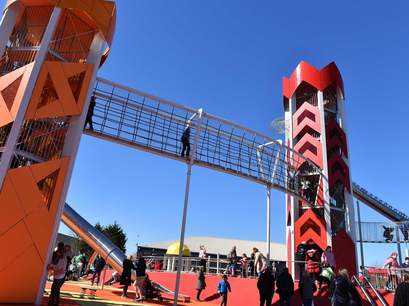On top of the world - children enjoying the new playground at Butlin's in Skegness.