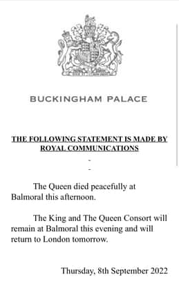 The announcement on Buckingham Palace's twitter page.