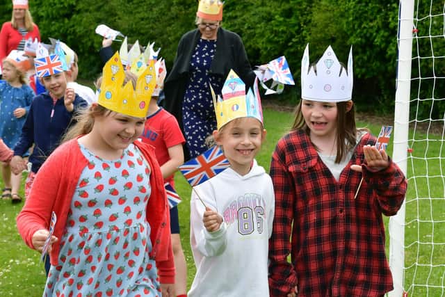Jubilee event at Billingborough Primary School Parade around the sports field