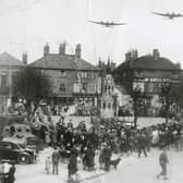 A wartime event in Market Place, Horncastle, possibly an RAF display during War Weapons Week in April, 1941. (PHOTO BY: Horncastle History and Heritage Society).