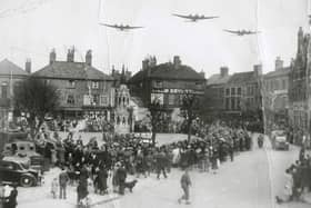 A wartime event in Market Place, Horncastle, possibly an RAF display during War Weapons Week in April, 1941. (PHOTO BY: Horncastle History and Heritage Society).