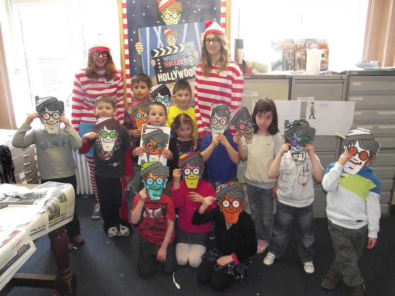 Youngsters had fun creating Where's Wally? masks at Boston Library during the Easter holidays 10 years ago. Pictured with the children were staff Rosie Self and Louise Worth.