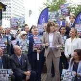 Victoria Atkins, MP for Louth and Horncastle, with supporters at a rural rally at the Conservative Party's annual conference.