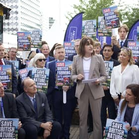 Victoria Atkins, MP for Louth and Horncastle, with supporters at a rural rally at the Conservative Party's annual conference.