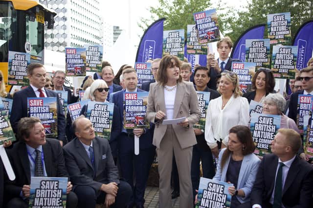 Victoria Atkins, MP for Louth and Horncastle, with supporters at a rural rally at the Conservative Party's annual conference.