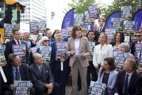 Victoria Atkins, MP for Louth and Horncastle, with supporters at a rural rally at the Conservative Party's annual conference.