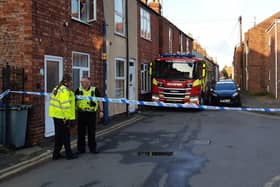 The police cordon in Pulvertoft Lane, Boston.