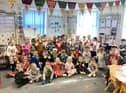 Pupils at the Richmond School in Skegness raising money for Red Nose Day by wearing pyjamas.
.