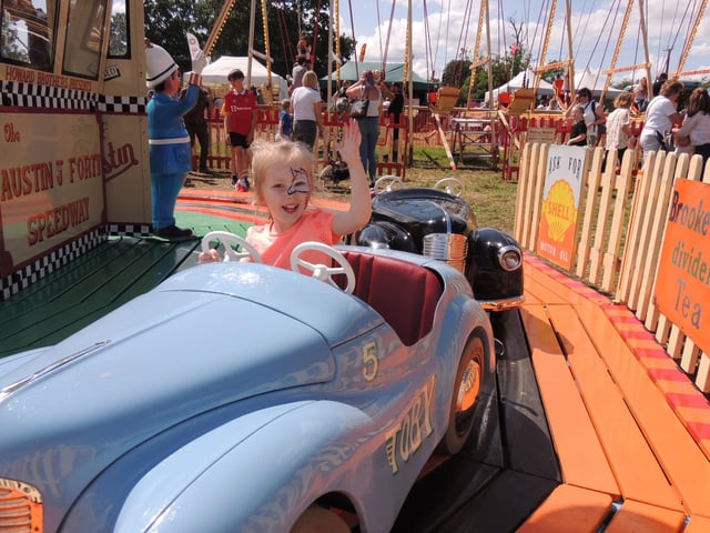 All aboard! Dotty Lyons-Hinge was visiting the show with her grandparents from Swineshead Bridge.