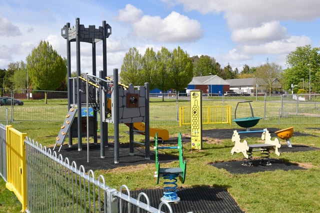 The new play park features a play castle, among other things.