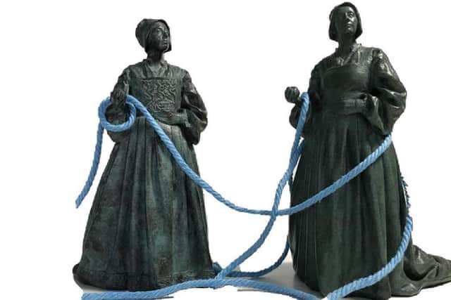 The bronze figures.