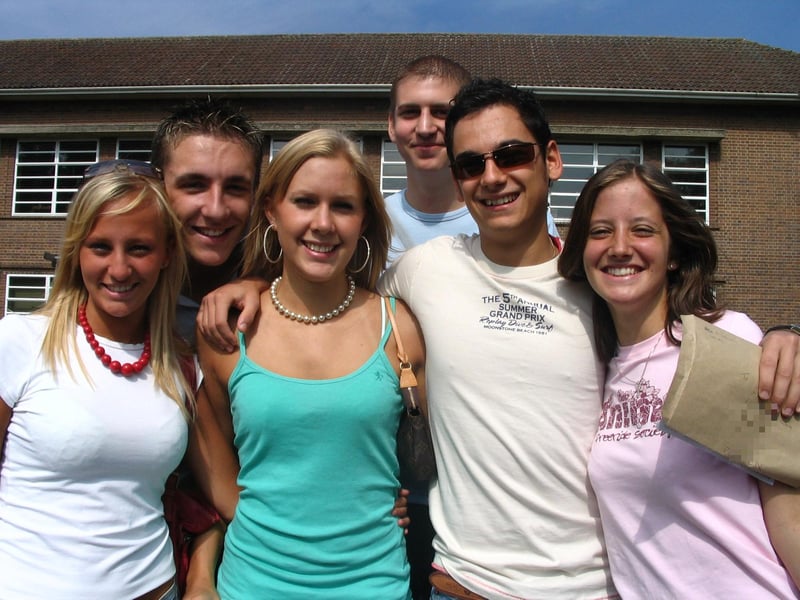 Another group of Boston High School students on A-level results day 20 years ago.