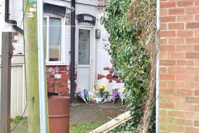 The basement flat in Prince Alfred Avenue, Skegness, where the bodies of Bronson Battersby and his father, Kenneth,  were found.