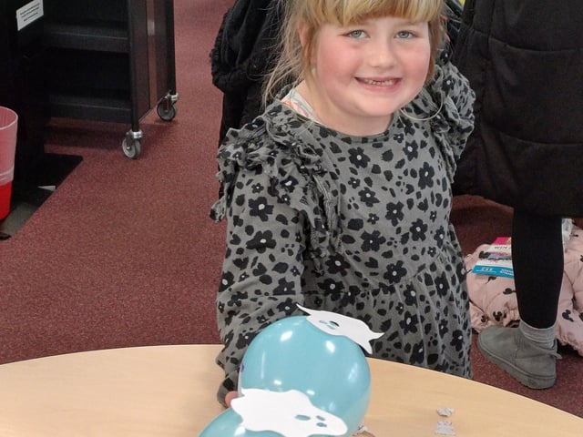Making floaty ghosts at Market Rasen library. Photo: Dianne Tuckett
