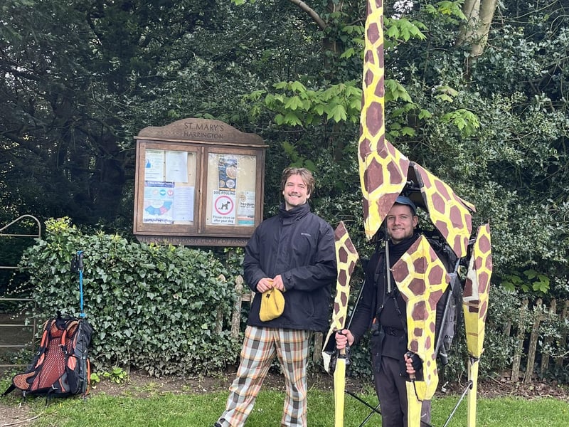 Seb Mayer with his brother Oliver and Zarafa at St Mary's church in Harrington.