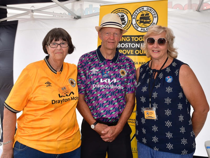 Jan Birley, Away Travel organiser, Roger Twells, Karen Fletcher, Boston United in the Community committee.
