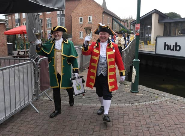 Town criers parade through Sleaford at the beginning of last year's contest.