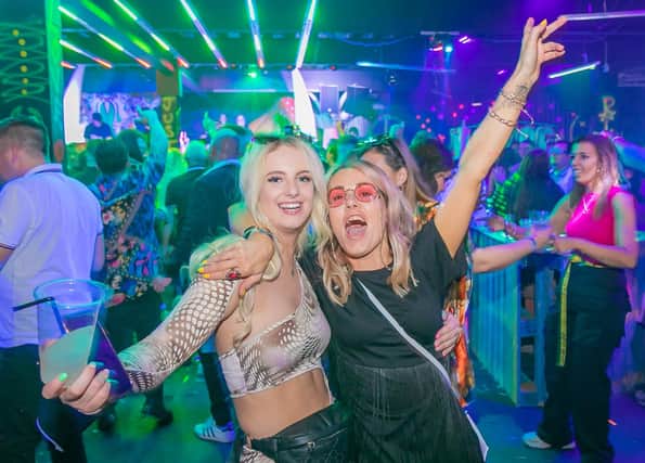 Revellers dance the hours away at all night rave at the Hive in Skegness.