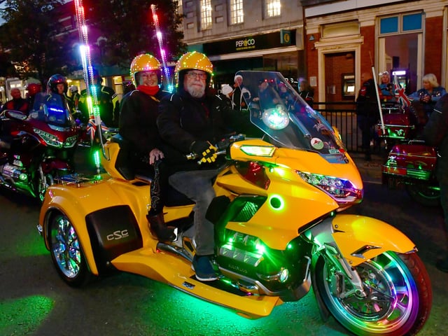Roaring into town are Dave and Lyn Crowley