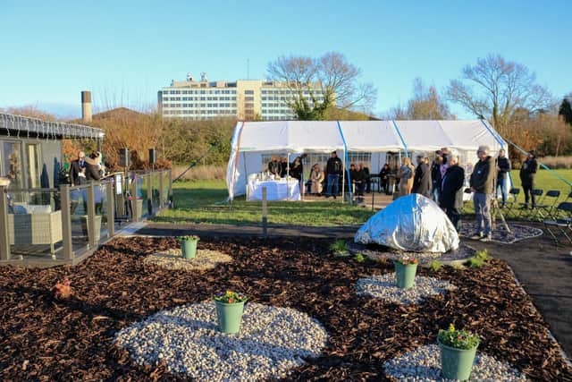 The area outside the new Therapy Village, pictured left.
