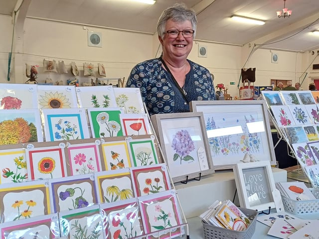 Sue Barnsdale on her Sparkles, Strings and Sales stall at the Craft and Gift Fair in the Festival Hall