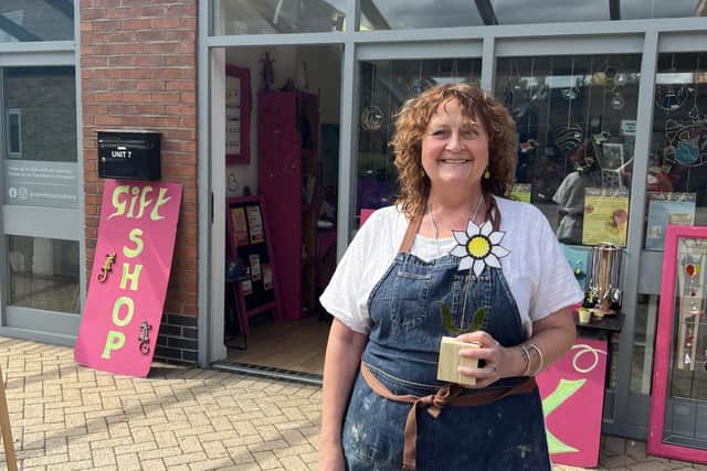 Local artist Vikki Buss, outside her shop in Navigation Yard in Sleaford.