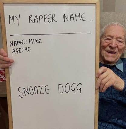 Mike, a resident at Tanglewood Care Homes, hilariously stating his rapper name would be Snooze Dogg!