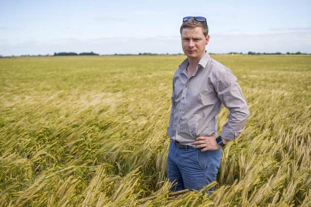 Simon Gadd, NFU Holland (Lincs) chair on farm at Boston