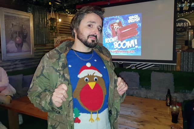 Director and song writer Chris Clark and the premiere showing of Basil Brush's new charity music video.
