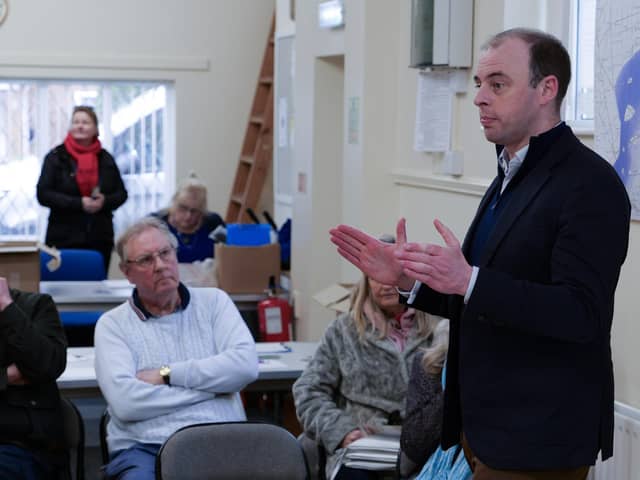 MP Matt Warman addressing the community in Croft.