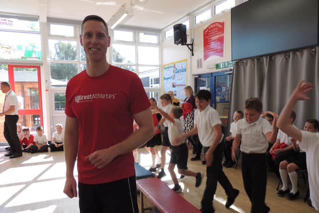 Joe Roebuck leads the sponsored fitness session at Leasingham.
