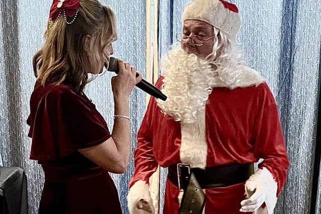 Amanda Willis from The Dream Belles and Santa, Rob Welensky at HC-One’s Elmwood House Care Home