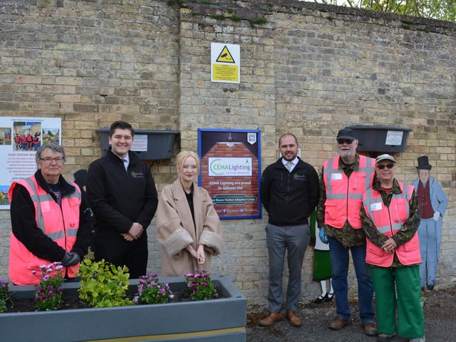 Market Rasen's Cema Lighting has become the latest supporter of the Market Rasen Adoption group. Cema's Matthew Foster, Shannon Friend and Ashley Varley are pictured with some of the station volunteers