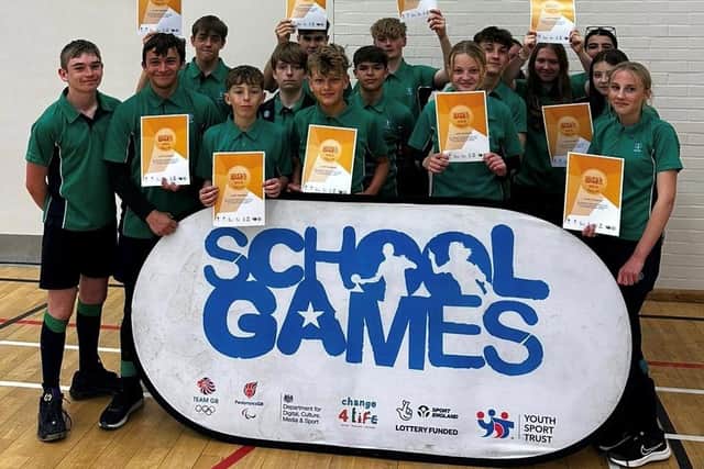 Louth Academy pupils celebrate the new Gold award.