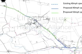 The proposed new 40mph limit to include the junction with the A157.