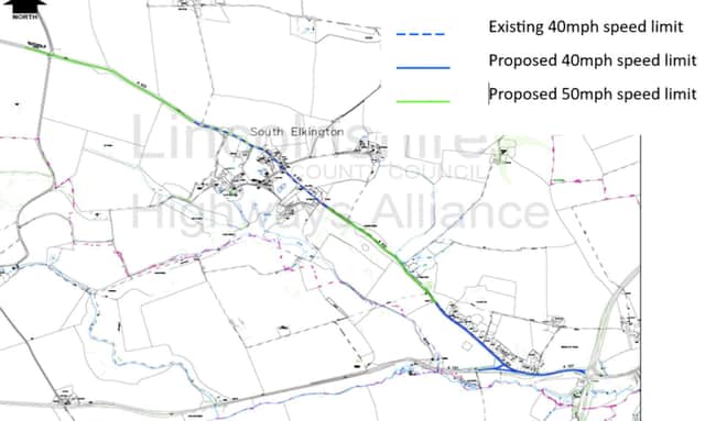 The proposed new 40mph limit to include the junction with the A157.