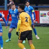 Trinity defend against Rushall on Saturday. Photo by Tommy Cox.